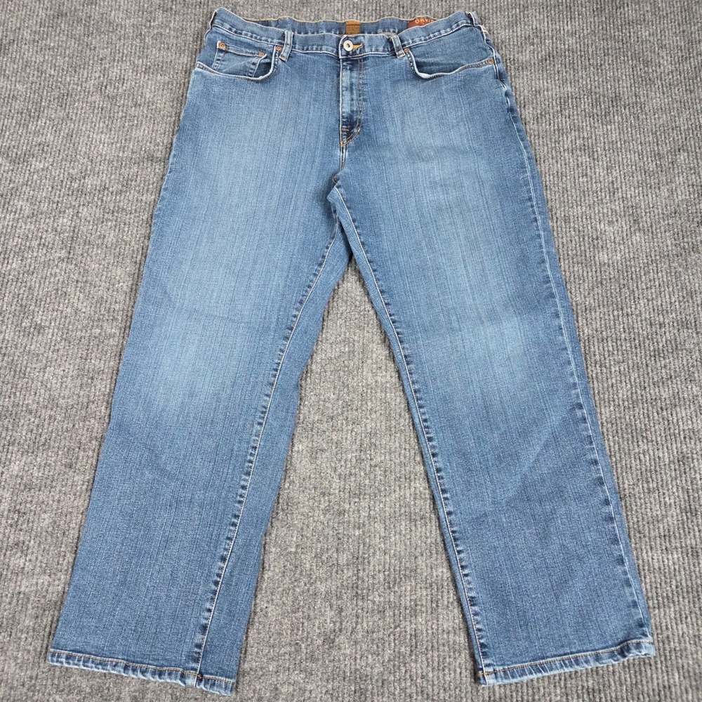 Orvis Mens Straight Leg Jeans Medium Wash Blue‎ Denim 38x30 Stretch 26385
